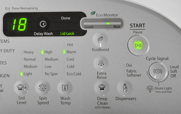 Washing machine control panel